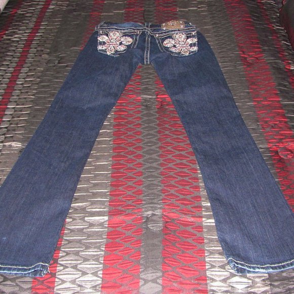 Miss Me Jeans Size 26 x 31 Signature Slim Boot Low Rise Embellished - Picture 4 of 12